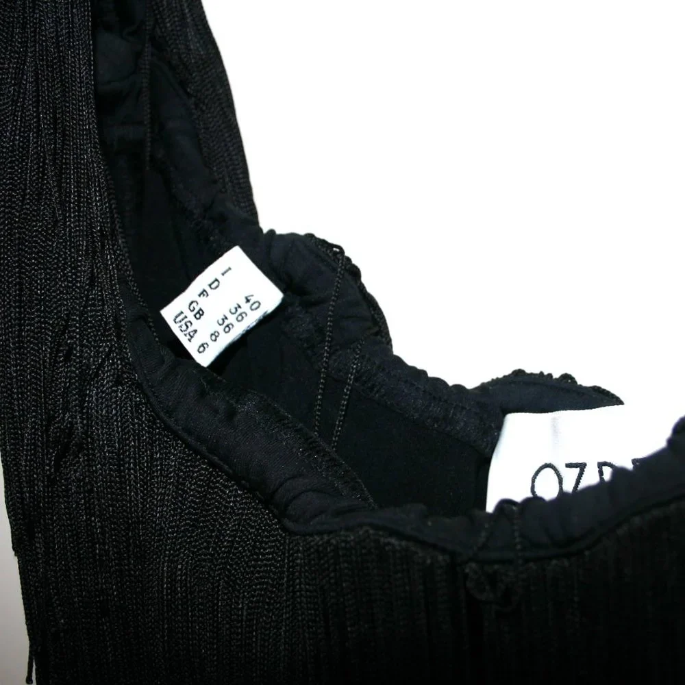 OZBEK Black Fringe Cocktail/Party Dress Made in Italy Size 6 Vintage Worn Once - Picture 7 of 12